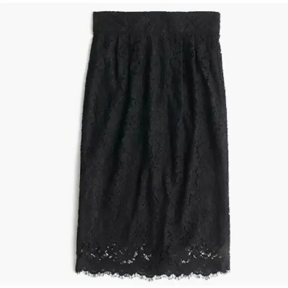 NEW J. Crew Pintuck Lace Pencil Skirt in Black Size 8T - Picture 9 of 9